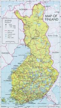 Карта автомобильных дорог Финляндии